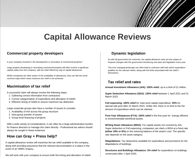 Capital Allowances – Super Deduction